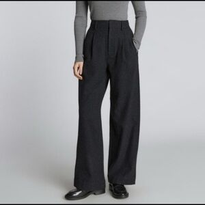 Everlane charcoal gray wool high waisted pleated trousers